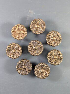Set of 8 brass Rosette drawer pulls, drawer knobs replacement hardware